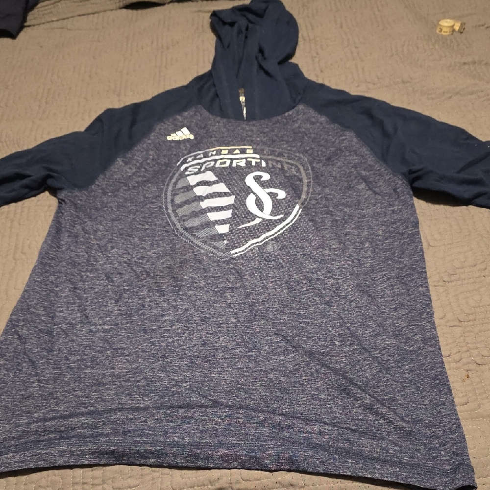 Adidas Navy and Gray Hoodie with Logo